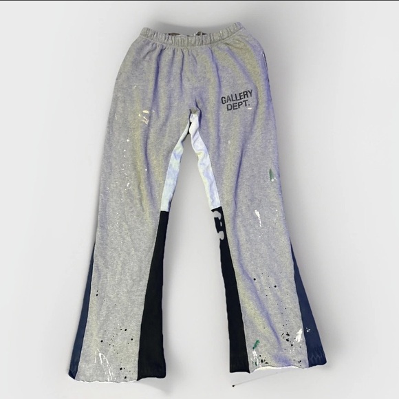 Gallery Dept Mens Gray and Black Artistic Flared Joggers - Picture 1 of 5